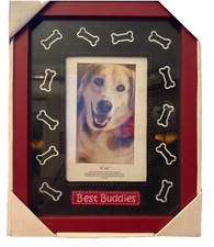 Best Buddies Dog Photo Frame 4x6 picture Kohl  s Black Red Bones Pet - NEW