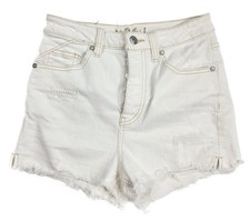 Free People We the Free CRVY Fit White Frayed Hem Denim Shorts Women's Size 26