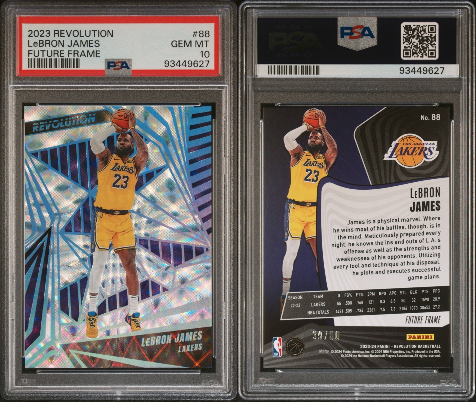 2023-24 Panini Revolution #88 LEBRON JAMES - Future Frame /60 - POP 1 - PSA 10 view 8