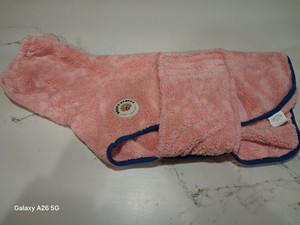 Derby Chappy Dog Towel Robe Bathrobe Pink Microfiber Super Absorbent Size Small