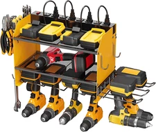 Modular Power Tool Organizer Wall Mount Charging Station, Yellow 6 Drills Holder