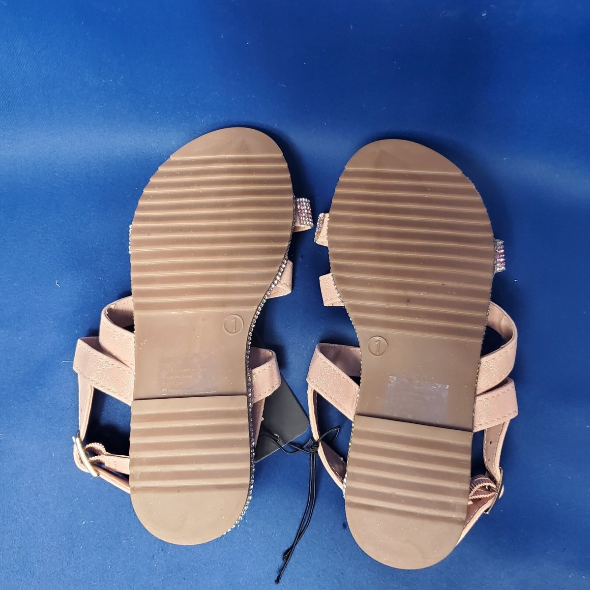 Bebe Slip On Sandals Size 1 Metallic Glitter Rhinestones Pink