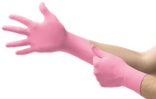 Micro-Touch Nitra Free Powder Free Nitrile Textured Pink Gloves-Case of 1000
