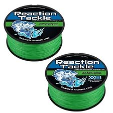 Reaction Tackle Braided Fishing Line / Braid - Hi Vis Green 4 and 8 Strand