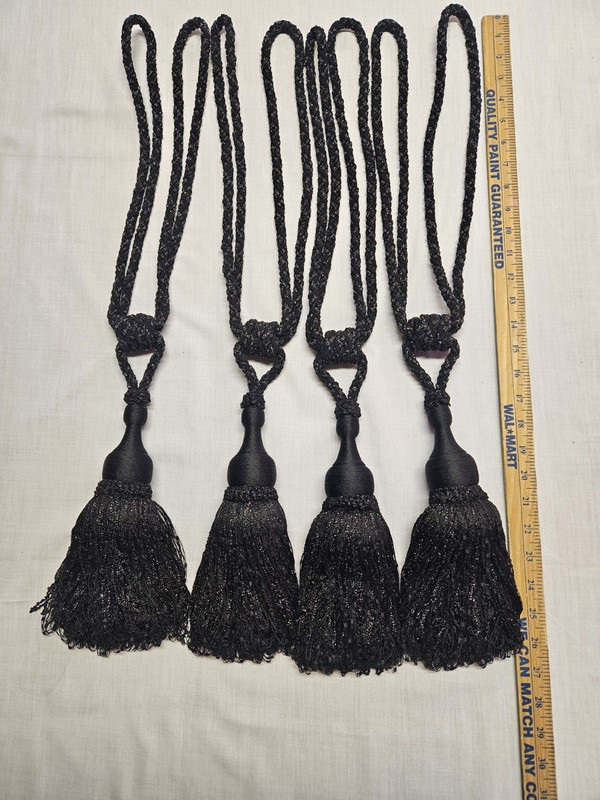 Wrights/Conso Tassel 10"/Tiebacks Set of 4, Black/Silver Fleck - New (T-ZZ)