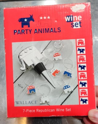Wallace Party Animals Republican Silver Plated Wine Set Election Function Host