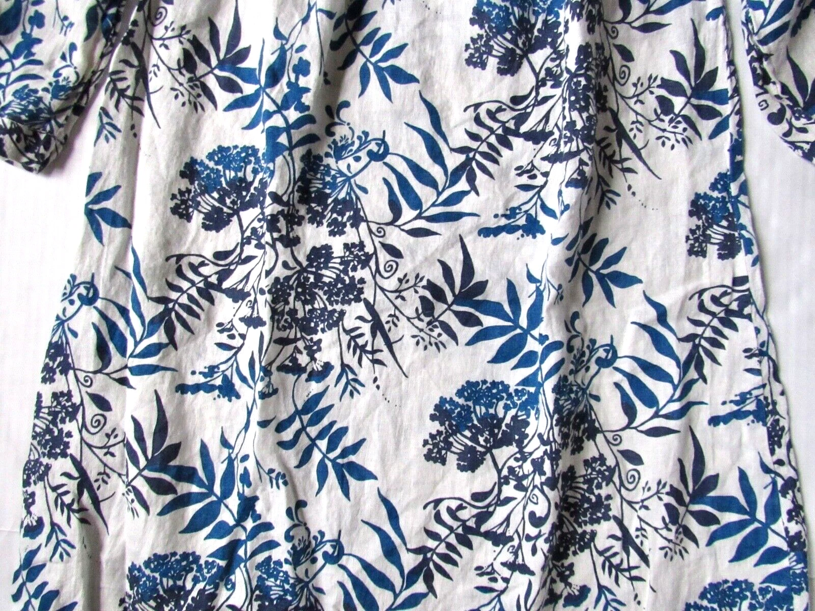 VALENTINO Abito donna Valentina Naldi Italy 100% lino avorio blu stampa floreale M Medium