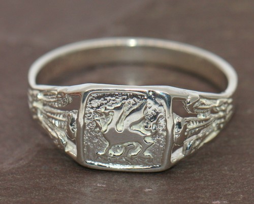 Sterling Silver Welsh Prince of Wales Feather Ring Unisex UK Size J - Y British - 第 8/11 張圖片
