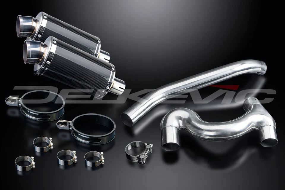 Silenciador escape ovalado fibra de carbono Honda VFR800 V-Tec 02-09 Delkevic 9" Foto 3 de 4