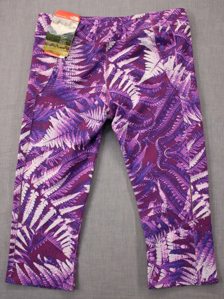 North Face Flashdry Women's Wood Violet Fern Print Motus Capris Tights NWT M $70 - Image 4 of 4