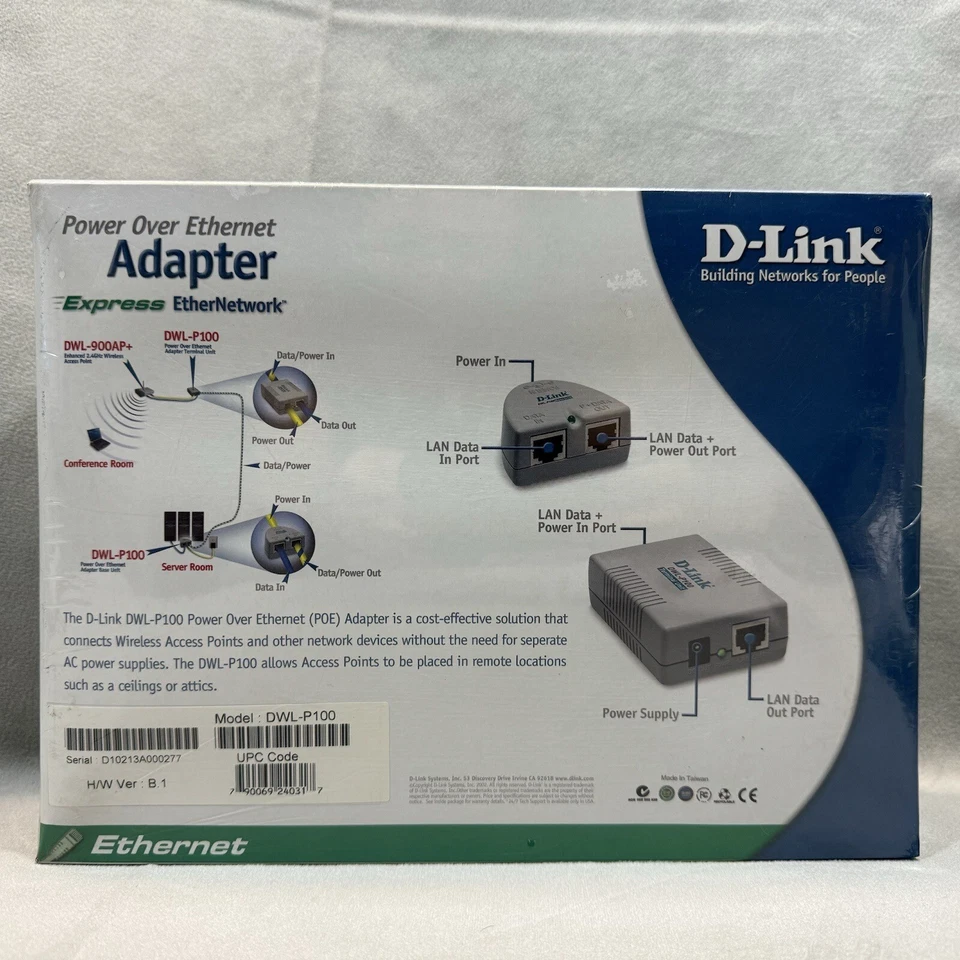D-Link Power Over Ethernet Adapter DWL-P100 Express Ether Network SEALED - Image 3 of 4