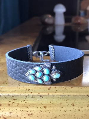 Sleeping Beauty Turquoise Leather Arrow Bracelet