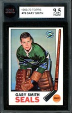 1969-70 TOPPS NHL Hockey #78 Gary Smith KSA 9.5 N-GEM-MINT California Seals