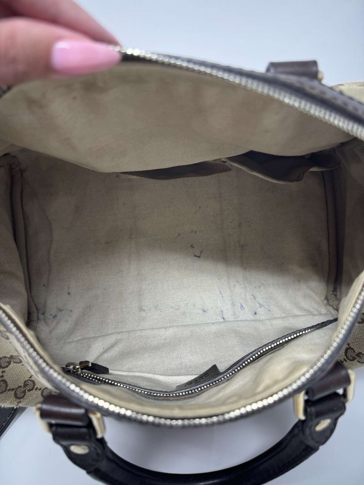 Gucci Beige/Brown GG Canvas and Leather Medium Vintage Web Boston Bag thumbnail 16