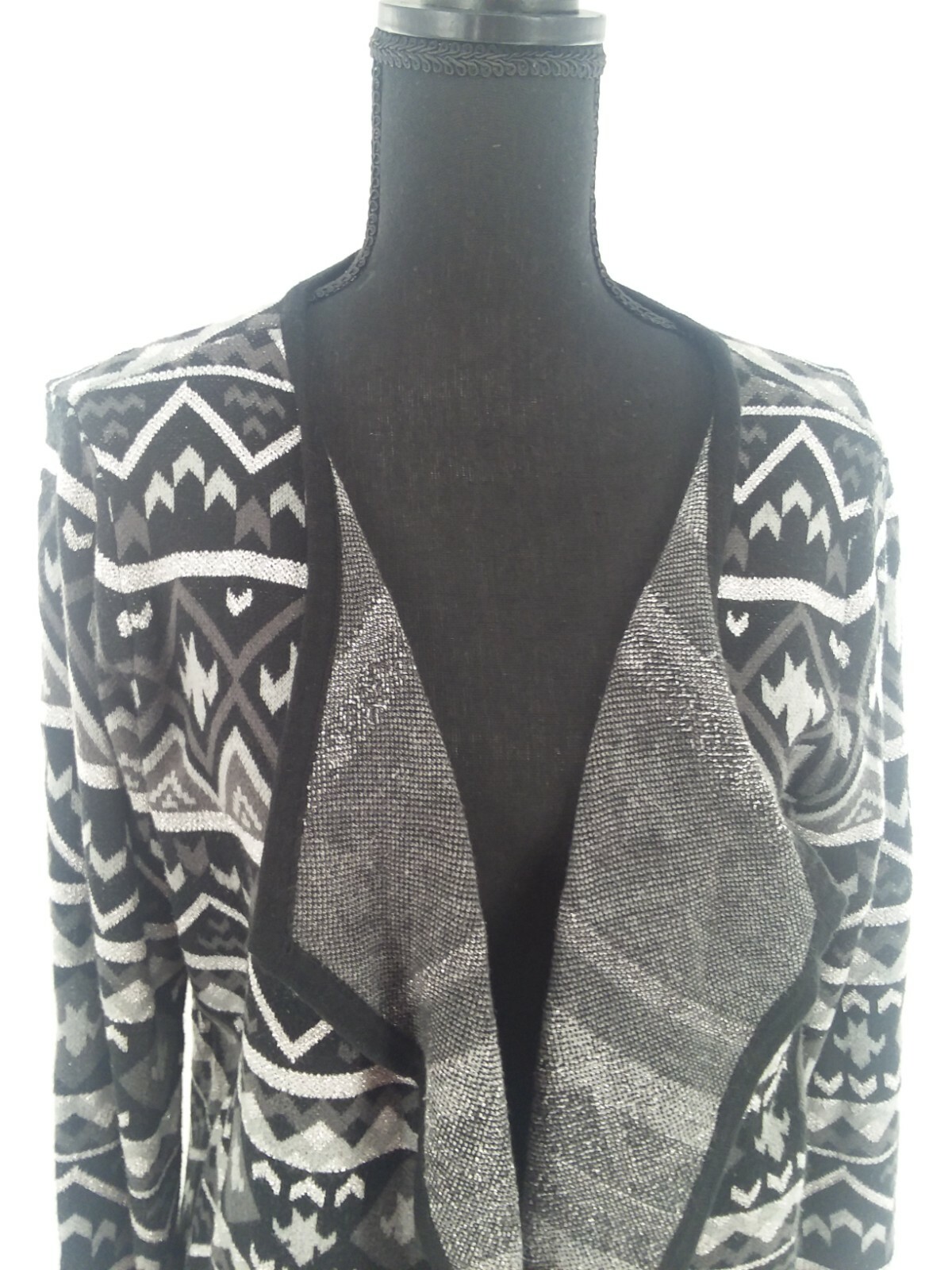 Basic Editions Black/Gray/Silver Sweater Size M - image 2