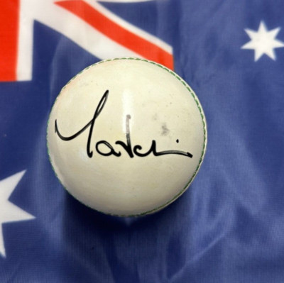 Marcus North (Australia) signed White Autograph Leather Cricket Ball + C.O.A.