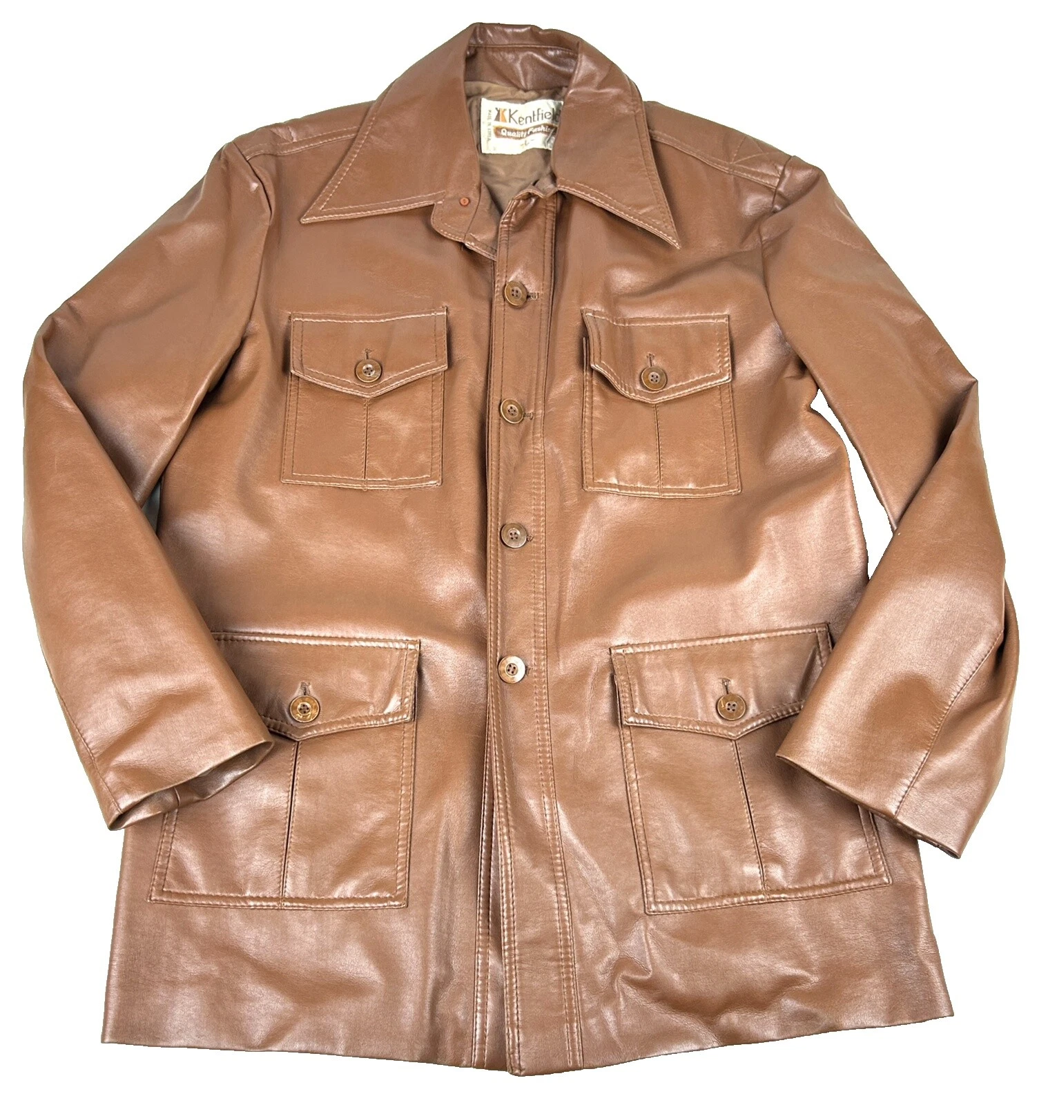 Ropa Vintage de imitación de cuero marrón para hombres