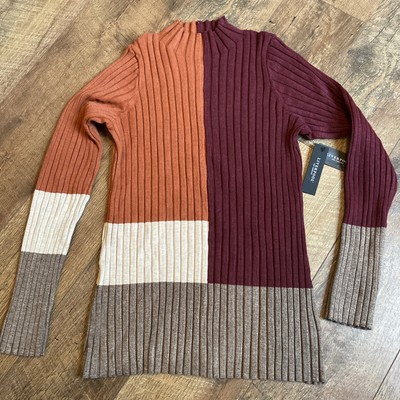 Liverpool | Maroon & Rust Ribbed Moc Neck Pullover Sweater NWT Medium