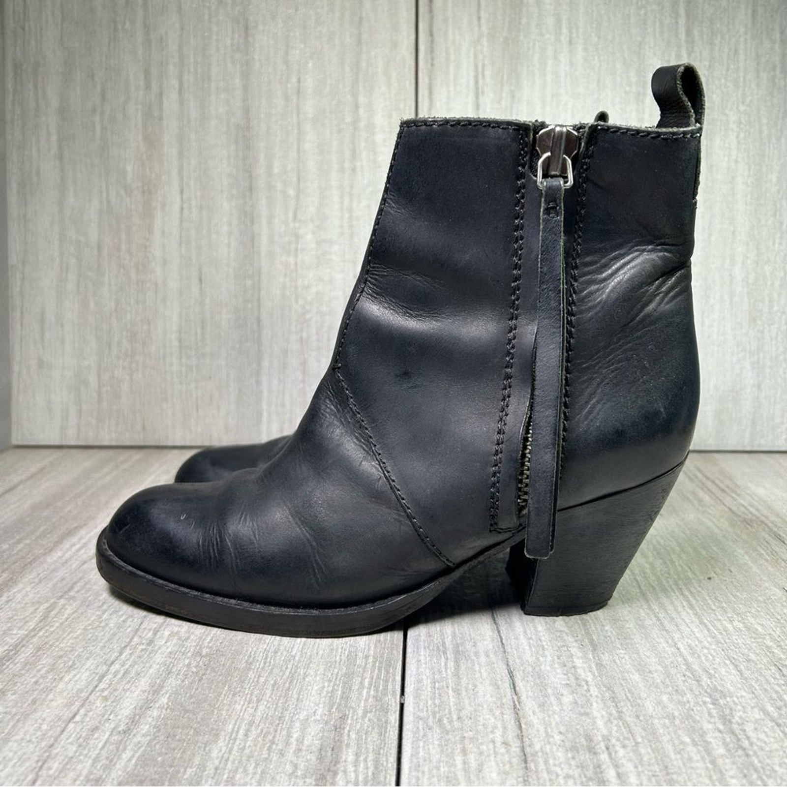 Faryn Black Leather Ankle Booties