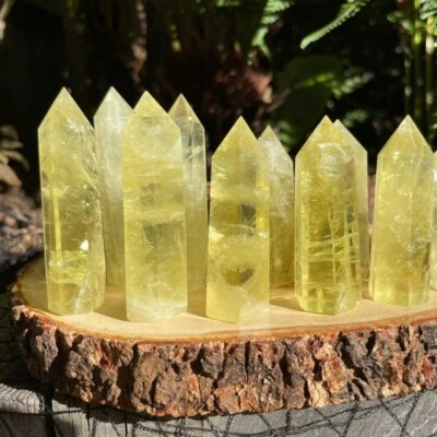 #ad Natural Citrine Healing Crystal Wand Reiki Obelisk Witch Tower Point Ornament $20.97