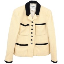 Chanel Single Breasted Jacket White 96P #40 185967