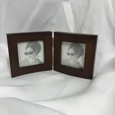 Vintage Hinged Double Wooden Picture Frame- Y2K Photo Frame - Small Frame