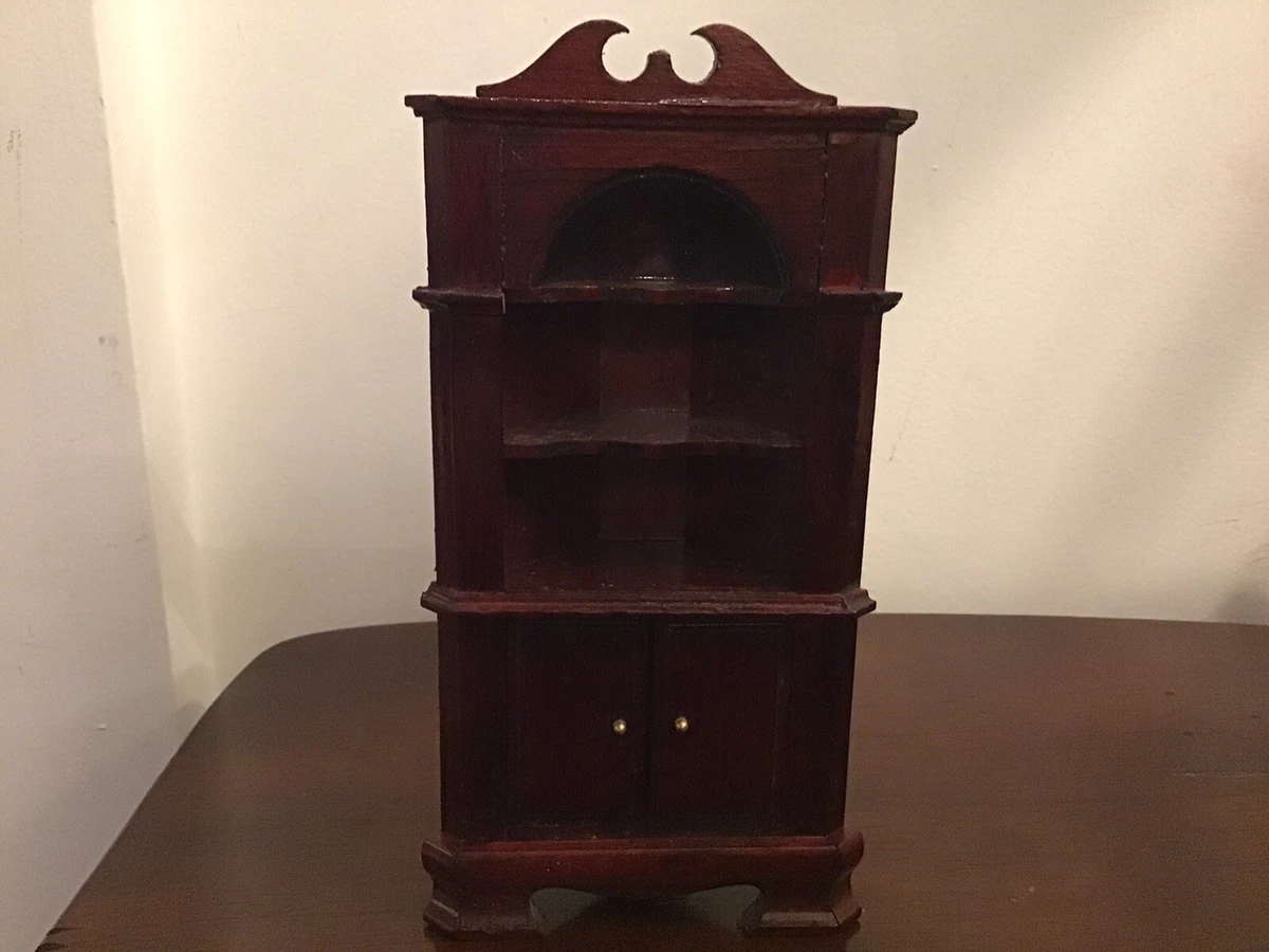 Vintage Dollhouse Miniature Cherrywood Corner Bookshelf eBay