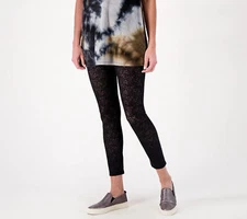 LOGO Layers by Lori Goldstein Stretch Lace Crop Leggings Black XXS New