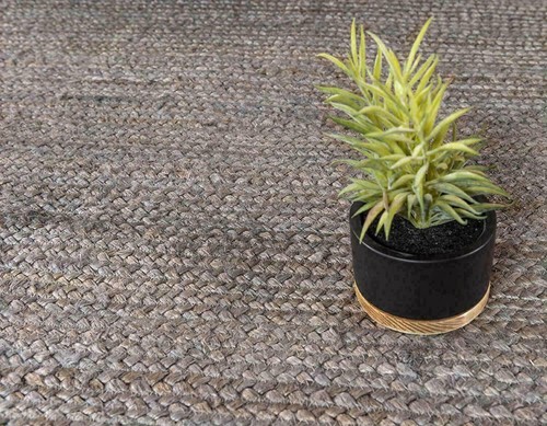 Square Rug Grey Dye Rug Farmhouse Area Rug Hand Woven Rustic Look Natural Jute - Picture 2 of 9