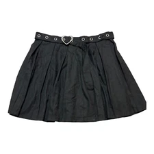 Hot Topic Skirt Womens XL Black Pleated Mini Grommet Belt Goth Grunge Punk Rave