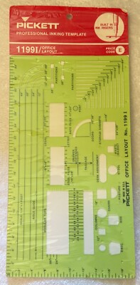 PICKETT Professional Inking Template Stencil Office Layout 1199I NEW in Package