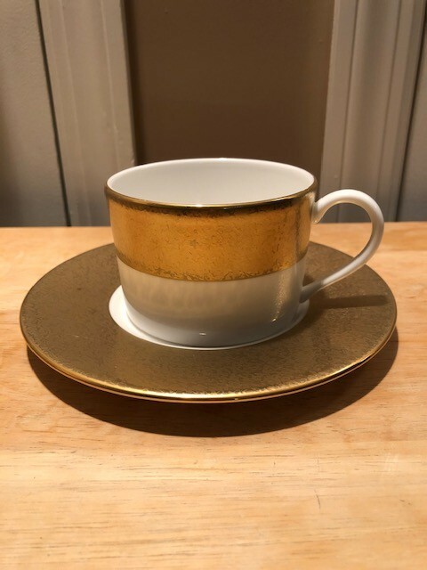 Donna Karan Gold Dust Teacup and Saucer.  NEW.