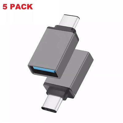 5-Pack USB-C 3.1 Male to USB A Female Adapter Converter OTG Type C Android Phone