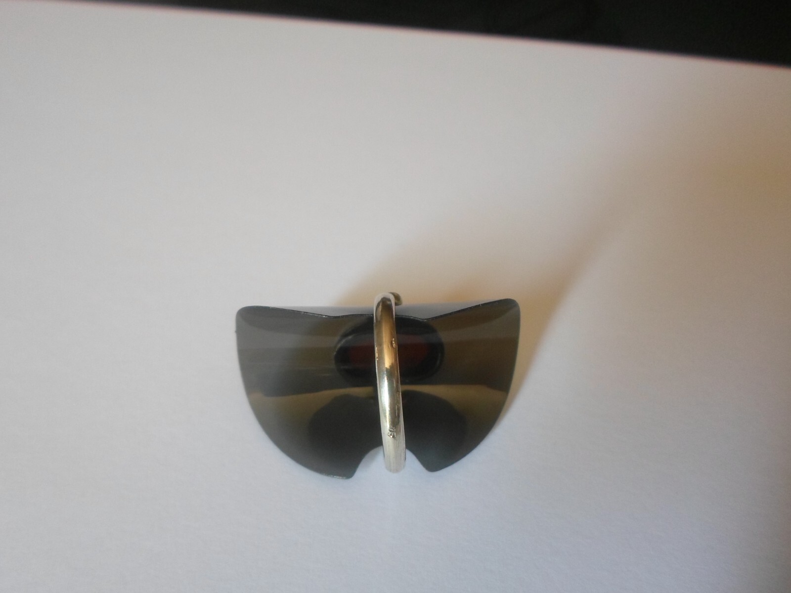 solid silver ring, dark amber cabochon, size 58 - image 4