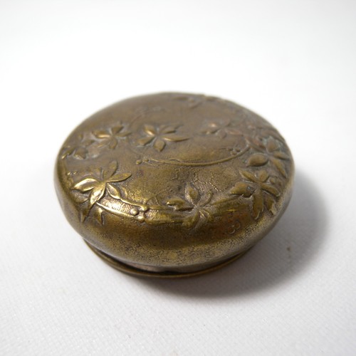 ANTICA SCATOLINA PORTA PILLOLE GIOIE STILE LIBERTY ART NOUVEAU IN OTTONE V596 - Bild 8 von 13