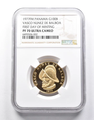 PF70 UCAM 1977 FM Panama 100 Balboa Gold First Day Of Minting NGC *0129