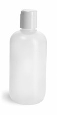 Lot 6 Natural HDPE 8 oz Plastic Dispensing Bottle w white Disc Top Cap, 24-410