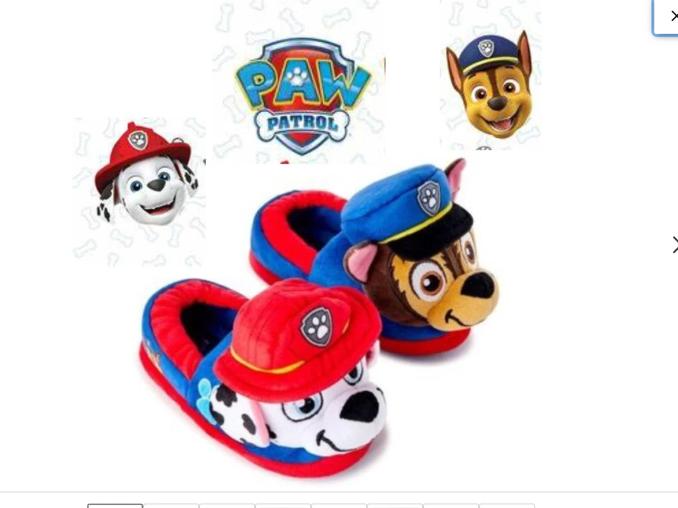 Zapatillas de peluche Nickelodeon Paw Patrol talla 7-8 Chase & Marshall rojas y azules nuevas con etiquetas Foto 2 de 4