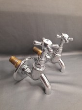  CHROME WALL MOUNTED RETRO KITCHEN TAPS IDEAL BELFAST KITCHEN SINK, REFURBISHED 