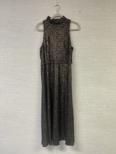 DONNA MORGAN Women's Sleeveless Black Gold Metallic Floral Dress Size 16 NWT