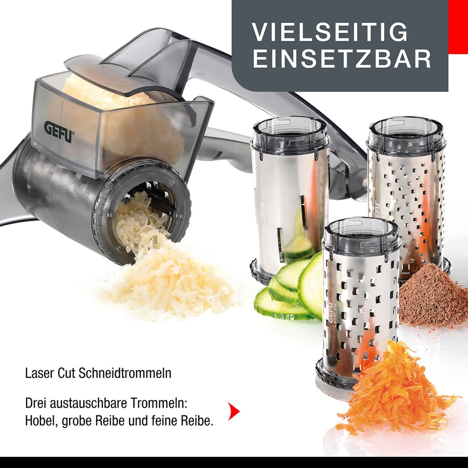 Trommelreibe RULLARE Gemüseschneider mit 3 Reibe Trommeln Käsereibe Reibemühle - Bild 3 von 4