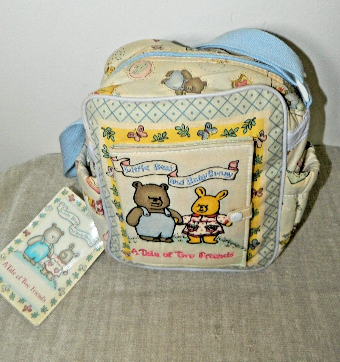 Cudlie Diaper Bag Blue with Attached Story Book Vintage