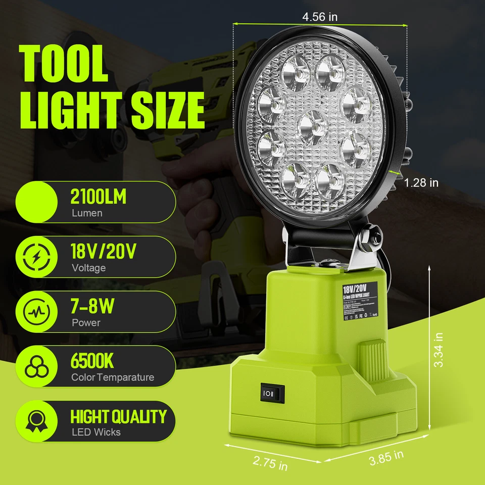 18W Cordless LED Work Light For Ryobi 18V One+ Li-ion Battery 2100LM No battery - Image 3 of 4