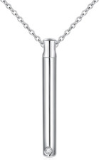 925 Sterling Silver Urn Necklace for Ashes Keepsake Cremation Simple Bar Pendant