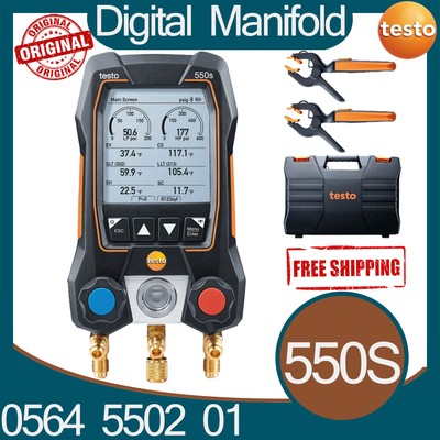 Testo 550s Digital Manifold With wireless Clamp Temperature Probes Smart Kit