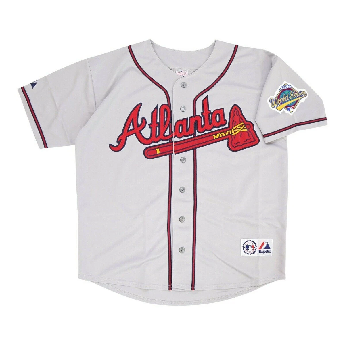 Deion Sanders Atlanta Braves 1992 World Series Grey Road Jersey Men's  (S-3XL)