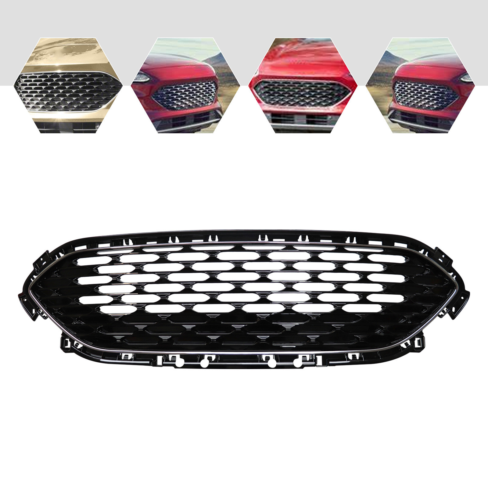 Front Grille Honeycomb Glossy Black W/ Trim LJ6Z-8200-DA For 2020-22 Ford Escape