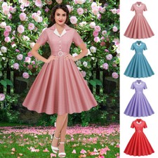 Women 50s 60s Vintage Swing Dress Rockabilly Pinup Party Cocktail Evening Dress