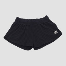 Adidas Originals Girls Small Rib Shorts Black Trefoil Logo Elastic Waist JC8433