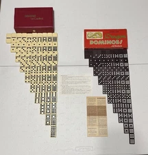 Dominoes Lot Of 2 Sets Vintage  Cardinal Double Nine Bakelite Cream  Dragon Blck